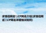 求情侣网名\CP网名介绍(求情侣网名\CP网名详细情况如何)