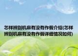 怎样辨别机麻有没有作假介绍(怎样辨别机麻有没有作假详细情况如何)