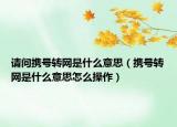请问携号转网是什么意思（携号转网是什么意思怎么操作）