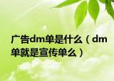广告dm单是什么（dm单就是宣传单么）