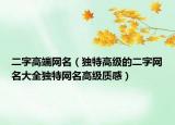 二字高端网名（独特高级的二字网名大全独特网名高级质感）