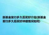 新基金发行多久后买好介绍(新基金发行多久后买好详细情况如何)