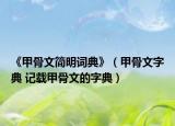 《甲骨文简明词典》（甲骨文字典 记载甲骨文的字典）