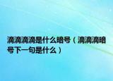 滴滴滴滴是什么暗号（滴滴滴暗号下一句是什么）