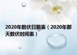 2020年数伏日期表（2020年那天数伏时间表）