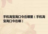 手机淘宝淘口令在哪里（手机淘宝淘口令在哪）