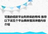 可靠的借款平台利息低的有吗 推荐以下这五个平台具体情况详细内容介绍