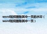 word如何删除其中一页的水印（word如何删除其中一页）