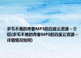 求毛不易的青春MP3的百度云资源～介绍(求毛不易的青春MP3的百度云资源～详细情况如何)