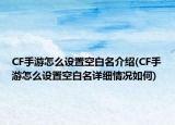CF手游怎么设置空白名介绍(CF手游怎么设置空白名详细情况如何)