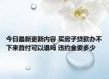 今日最新更新内容 买房子贷款办不下来首付可以退吗 违约金要多少