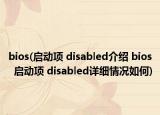 bios(启动项 disabled介绍 bios  启动项 disabled详细情况如何)