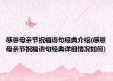 感恩母亲节祝福语句经典介绍(感恩母亲节祝福语句经典详细情况如何)