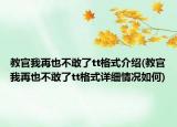 教官我再也不敢了tt格式介绍(教官我再也不敢了tt格式详细情况如何)