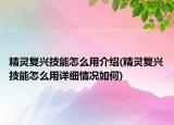 精灵复兴技能怎么用介绍(精灵复兴技能怎么用详细情况如何)