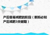 产后容易减肥的阶段（新妈必知产后减肥3关键期）