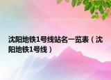 沈阳地铁1号线站名一览表（沈阳地铁1号线）