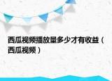 西瓜视频播放量多少才有收益（西瓜视频）