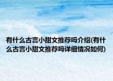 有什么古言小甜文推荐吗介绍(有什么古言小甜文推荐吗详细情况如何)