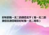 好听的独一无二的微信名字（独一无二的微信名微信昵称好听独一无二稀有）