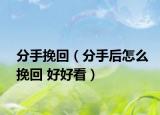 分手挽回（分手后怎么挽回 好好看）