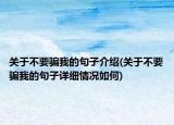 关于不要骗我的句子介绍(关于不要骗我的句子详细情况如何)
