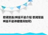 歌词里面(啊是不是介绍 歌词里面 啊是不是详细情况如何)