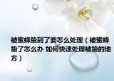 被蜜蜂蛰到了要怎么处理（被蜜蜂蛰了怎么办 如何快速处理被蛰的地方）