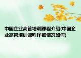 中国企业高管培训课程介绍(中国企业高管培训课程详细情况如何)