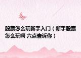股票怎么玩新手入门（新手股票怎么玩啊 六点告诉你）