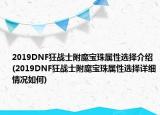 2019DNF狂战士附魔宝珠属性选择介绍(2019DNF狂战士附魔宝珠属性选择详细情况如何)