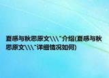 夏感与秋思原文\