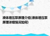 液体增压泵原理介绍(液体增压泵原理详细情况如何)