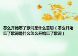 怎么开始忘了歌词是什么意思（怎么开始忘了歌词是什么怎么开始忘了歌词）
