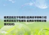唯美游戏名字有哪些(能具体举例嘛介绍 唯美游戏名字有哪些 能具体举例嘛详细情况如何)