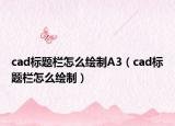 cad标题栏怎么绘制A3（cad标题栏怎么绘制）