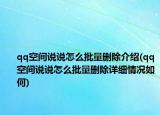 qq空间说说怎么批量删除介绍(qq空间说说怎么批量删除详细情况如何)