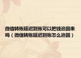 微信转账延迟到账可以把钱追回来吗（微信转账延迟到账怎么追回）