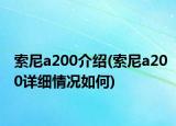 索尼a200介绍(索尼a200详细情况如何)