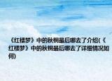 《红楼梦》中的秋桐最后哪去了介绍(《红楼梦》中的秋桐最后哪去了详细情况如何)