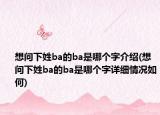 想问下姓ba的ba是哪个字介绍(想问下姓ba的ba是哪个字详细情况如何)