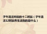 子午流注对应的十二时辰（子午流注12时辰养生法指的是什么）