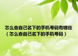 怎么查自己名下的手机号码有哪些（怎么查自己名下的手机号码）