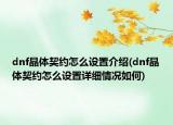 dnf晶体契约怎么设置介绍(dnf晶体契约怎么设置详细情况如何)