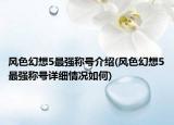 风色幻想5最强称号介绍(风色幻想5最强称号详细情况如何)