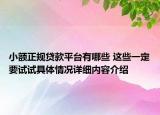 小额正规贷款平台有哪些 这些一定要试试具体情况详细内容介绍