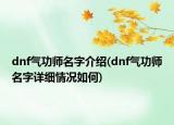 dnf气功师名字介绍(dnf气功师名字详细情况如何)