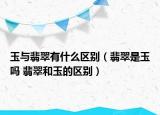 玉与翡翠有什么区别（翡翠是玉吗 翡翠和玉的区别）