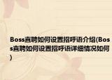 Boss直聘如何设置招呼语介绍(Boss直聘如何设置招呼语详细情况如何)