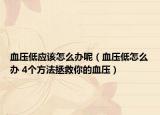 血压低应该怎么办呢（血压低怎么办 4个方法拯救你的血压）